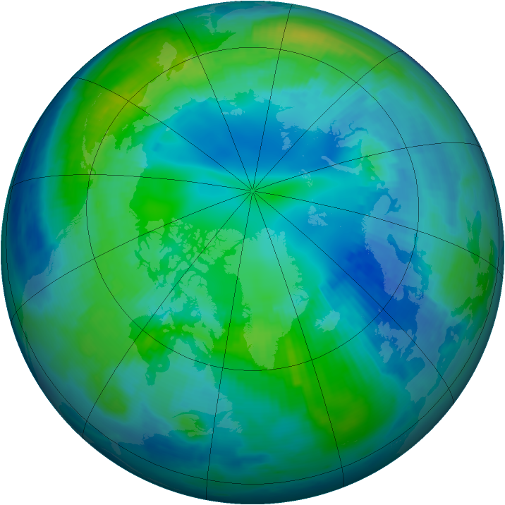 Arctic ozone map for 23 October 1996